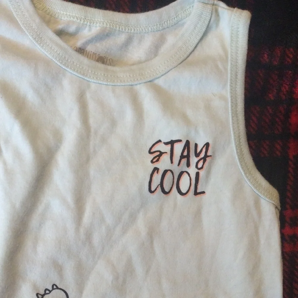 Kids Sleeveless Dinosaur Tank Top - Green and Orange - Picture 4 of 5